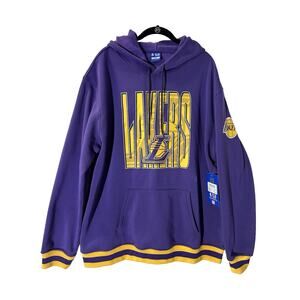 NWT XXL Los Angeles Lakers Ultra Game Hoodie Mens Purple Yellow Trim Pockets